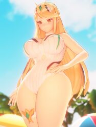 1girls 3d 3d_animation animated beach big_breasts blonde_hair breasts busty female female_only hands_on_hips jiggle jiggling_breasts large_breasts mythra no_sound nurico one-piece_swimsuit outdoors smiling smug solo swimsuit thick_thighs thunder_thighs video wide_hips xenoblade_(series) xenoblade_chronicles_2