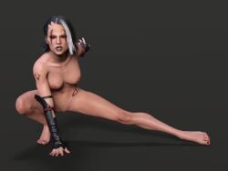 1girls 3d breasts female horns mortal_kombat nipples nude pussy sareena solo zeneox