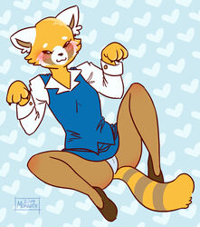 2d :3 aggressive_retsuko anthro blush cameltoe female furry moriwth office_lady panties retsuko solo straight_hair upskirt white_panties