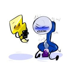 battle_for_dream_island bfdi blush camera_flash dildo dildo_in_pussy erection fanny_(bfdi) hermaphrodite lightning_(bfdi) object_shows penis phone precum pussy pussy_juice riding_dildo taking_picture voyeurism