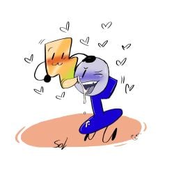 :3 battle_for_dream_island bfdi blush cum cum_drip cum_in_mouth cum_on_body cumshot ejaculation fanny_(bfdi) hearts kawaii lightning_(bfdi) object_shows penis