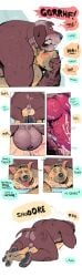 absurd_res after_sex age_difference animal_genitalia animal_penis anthro backsack balls bareback bodily_fluids body_hair butt butt_tattoo canid canine canine_genitalia canine_penis canis clenched_teeth close-up comic cum cum_in_ass cum_inside dialogue digit_ring domestic_dog dramamine drooling duo elderly_anthro elderly_male english_text facial_hair finger_in_mouth genital_fluids genitals grey_hair hair hairy_balls hi_res internal jewelry knot knotted_penis knotting male male/male mammal mature_anthro mature_male nude_anthro nude_male paws penis pinned profanity ring rutting saliva size_difference sleeping snoring speech_bubble tattoo teeth text tongue tongue_out vein veiny_penis wedding_ring