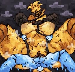 abdominal_bulge animatronic anthro avian avian_legs balls bite_mark black_background blue_body bodily_fluids bondage_gear bra bruised clothing collar cum cum_drip cum_in_vagina cum_inside cum_on_balls dripping duo eye_mask eyes_closed feathers female five_nights_at_freddy's five_nights_at_freddy's_2 fluffy gag genital_fluids genitals hi_res holding_another holding_belly impact lagomorph leash leashed_collar leporid machine male mammal orgasm rabbit restrained_arms retracted_balls ring_gag robot rough_sex scaliescum scottgames sex simple_background slap_mark small_tail spread_legs spreading steam sweat tail toy_bonnie_(fnaf) translucent translucent_bra translucent_clothing translucent_underwear underwear white_tail withered_chica_(fnaf) yellow_body