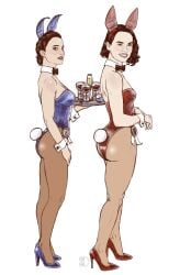 2girls ass big_ass big_breasts breasts bunny_ears bunnysuit cleavage daisy_ridley female female_only natalie_portman padme_amidala rey star_wars time_paradox tittydispenser