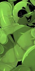 1:2 absurd_res alien ambiguous_gender antennae_(anatomy) anthro anus black_background black_sclera butt fangs goo_creature green_body green_tongue hi_res looking_at_viewer multi_eye open_mouth open_smile presto_(artist) simple_background sitting_on_viewer slime smile solo space spread_anus spreading teeth tongue white_eyes zip-zap