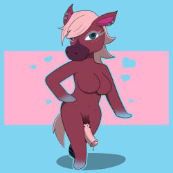 1:1 animal_crossing animal_genitalia animal_penis anthro breasts equid equine equine_genitalia equine_penis featureless_breasts genitals gynomorph hi_res horse intersex kamikiller mammal nintendo nude penis reneigh_(animal_crossing) solo