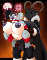 anthro areola balls barbell_piercing bdsm big_balls big_breasts big_penis black_areola black_balls black_breasts black_penis blush bodily_fluids bondage bouncing_breasts bound bovid breasts caprine caprine_demon christmas cum cum_in_vagina cum_inside demon digital_media_(artwork) drxii duo erection eyelashes female female_penetrated fur gag genital_fluids genitals glistening_eyelids goat_demon gynomorph gynomorph/female gynomorph_penetrating gynomorph_penetrating_female hair hi_res holidays horn huge_breasts impregnation internal internal_vaginal intersex intersex/female intersex_penetrating intersex_penetrating_female koala krampus long_eyelashes mammal marbal_mubi marsupial navel navel_piercing nipple_dip nipple_piercing nipples nude ovum penetration penile penile_penetration penis penis_in_vagina piercing restraints ribbon_bondage ribbons sex simple_background smile submissive thick_thighs vaginal vaginal_penetration vombatiform