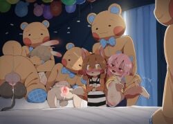 3girls ambiguous_gender anthro anthro_female anthro_male anthro_on_anthro anthro_penetrated anthro_penetrating anthro_penetrating_anthro background_character balloons bear_costume bed black_fur blush blushing blushing_profusely bodily_fluids brown_fur bunny bunny_girl bunny_humanoid buns canid canine canis cat cat_girl cat_humanoid clothed clothing costume cum cum_drip cum_in_pussy cum_inside dagasi digital_drawing_(artwork) digital_media_(artwork) digital_painting_(artwork) ear_fur felid feline felis female female_penetrated female_penetrated_by_male fluffy fluffy_fur fluids fox fox_humanoid furry furry_female furry_only genital_fluids glistening glistening_body glistening_genitalia group_sex hi_res high_resolution highres humanoid humanoid_genitalia humanoid_only humanoid_penis hypnotized kemokemo_town male male/female male_penetrating male_penetrating_female mammal mammal_humanoid momo_(dagasi) movement_lines multicolored_fur multiple_boys multiple_girls nervous nervous_expression nipples non-human non-human_only orange_fur original original_characters perro-kun pussy pussy_focus rabbit rabbit_girl rabbit_humanoid red_eyes shirt_lift sweat sweatdrop sweaty_body tail tan_fur teddy_bear tounge vaginal vaginal_penetration vaginal_sex wagging_tail yellow_eyes young young_anthro younger_female younger_humanoid younger_penetrated younger_penetrating_older