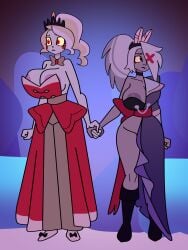 charlie_morningstar_(hazbin_hotel) hazbin_hotel tagme tagme_(artist) unknown_artist vaggie_(hazbin_hotel)