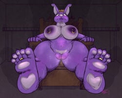 big_breasts foot_fetish garten_of_banban giantess kangaroo nipple_rings nolovehugepleb pussy queen_bouncelia sweat thicc throne toe_ring