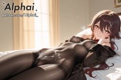 1girl 2025 2026 4k absurd_res absurdres ai ai-created ai-generated ai_art ai_assisted ai_generated alphai blushing bodystocking breasts_out brown_hair cameltoe cinematic_lighting close-up colorful_background cum_covered cum_in_hair cum_on_face cute depth_of_field detailed_hair detailed_skin detailled_background dramatic_shadows eyelashes eyeliner female_face flower-shaped_pupils genshin_impact heavy_blush heavy_breathing high_quality high_resolution highres hoyoverse hu_tao_(genshin_impact) in_heat long_hair mihoyo naughty_face navel nipples nude off_shoulder on_back particles patreon patreon_link patreon_url patreon_username raised_eyebrows seductive_eyes sexy skindentation small_breasts solo solo_female stomach thighs unzipped_bodysuit volumetric_lighting watermark