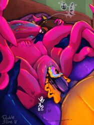 1_eye 3:4 allurian_common_text andromorph anthro bed black_cum blue_eyes bodily_fluids colored_cum cum cum_in_vagina cum_inside double_slime duo erect_nipples from_front_position furniture genital_fluids goo_creature holding_object holding_plushie holding_plushie_during_sex intersex intersex/male jebediah_vouxler_(double_slime) julian_vouxler_(double_slime) lying male missionary_position nipples on_back orange_body penetration pink_body plushie sex text trans_(lore) trans_man_(lore) translated unusual_bodily_fluids unusual_cum unusual_genital_fluids vaginal vaginal_penetration