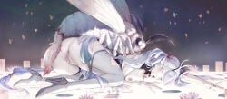 1girls censored censored_nipples censored_pussy cock dick female female_on_bottom feral genitals insect insects jinhsi_(wuthering_waves) male_on_top mosaic_censoring moth mymdsj no_bra no_panties penis qisu woman wuthering_waves