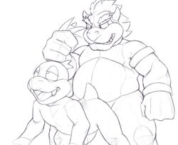 age_difference anal anal_sex anthro ass balls_deep bowser fangs hair hair_grab koopa koopaling larry_koopa male_only mario_(series) muscular nintendo penetration scalie seyrmo size_difference sketch stomach_bulge tagme video_games young