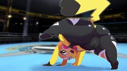 1girls 2019 anthro anus ass ass_up big_ass bra brachyzoid cameltoe chubby cleft_tail clothed clothing cosplay_pikachu female female_only fur furry legwear luchador mammal mask nintendo open_mouth pikachu pikachu_libre pokémon_(species) pokemon pokemon_oras pokemon_rgby presenting presenting_hindquarters rodent shortstack sports_bra thick_thighs tight_clothing tights underwear video_games wide_hips wrestler yellow_fur