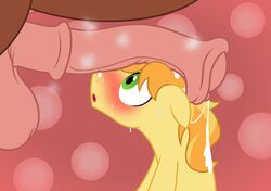 2019 animal_genitalia animal_penis badumsquish balls big_penis blush braeburn_(mlp) duo equid equine equine_penis faceless_male feral friendship_is_magic gay horse horsecock looking_at_penis male mammal my_little_pony penis penis_on_head pony precum simple_background sweat toony troubleshoes_(mlp) yaoi