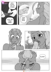 00284_(character) 2019 anthro anthrofied blush breasts comic equid equine fancypants_(mlp) female friendship_is_magic horse humanoid_penis male mammal monochrome my_little_pony oral page_5 penis pia-sama pony straight tattoo