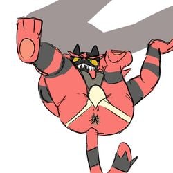 1boy anthro anus ass bulge clothing feline fur furry incineroar jockstrap male male_only mammal nintendo pokemon pokemon_sm pose radcanine sketch solo stripes thick_thighs tongue underwear upside-down video_games wide_hips yellow_underwear