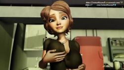 1girls 3d animated big_breasts big_hero_6 bouncing_breasts breast_grab brown_hair busty cass_hamada disney female female_only large_breasts marvel marvel_comics mature mature_female mature_woman no_sound self_fondle short_hair smile solo tagme video virtualblueam2 voluptuous