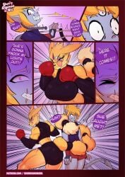 bandai_namco beelzemon big_breasts big_butt box boxing boxing_gloves breasts curvy curvy_body curvy_figure demon digimon digimon_(species) female female_fox fox male short_shorts shorts taomon thick_thighs training vixen yourdigimongirl