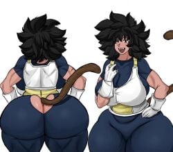 black_hair boobs breasts cheerful clothed dragon_ball dragon_ball_super dragon_ball_z fokii happy happy_smile jj_fuki nice_ass saiyan saiyan_armor saiyan_female saiyan_tail skin_tight_suit tail_hole thick_ass thick_thighs thighs titties