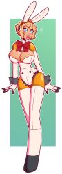 aegis_(persona) big_breasts bimbo bimbo_body bimbo_lips bimbofication blonde_hair blue_eyes breasts bunny_ears bunny_girl bunnysuit femsub huge_breasts large_breasts persona_(series) persona_3 robot robot_girl short_hair solo transformation wrenzephyr2