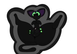 absurd_res alpog21_(artist) big_vulva black_body black_legs black_paws black_tail domestic_cat felid feline felis female feral genitals glistening glistening_genitalia glistening_vulva green_eyes green_hearts hi_res lips little_kitty_big_city mammal plump_labia presenting presenting_vulva purple_nose small_nose small_paws solo tail thick_lips vulva whiskers