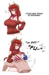 2026 absurd_res american_flag_bikini animal_humanoid bar_emanata big_breasts bikini bikini_top bodily_fluids bra_strap_showing_(meme) braided_hair breast_play breasts censored censored_genitalia censored_penis clothing cum cumshot dialogue dragon dragon_humanoid duo ejaculation emanata english_text female fingers flag_bikini flag_swimwear genital_fluids hair heart_symbol hearts_around_head hi_res humanoid kerchief large_breasts male male/female meme myth1c myth1carts mythological_creature mythological_scalie mythology navel neckerchief neckwear plap profanity question_mark red_clothing red_topwear scalie sex signature simple_background star_print swimwear text titfuck topwear two-piece_swimsuit virtual_youtuber vtuber white_background zentreya