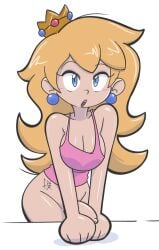 1futa 2026 ball_earrings bare_shoulders blonde_hair blue_eyes blush bottomless cleavage crown dickgirl earrings fernal-scarlet fondly_scarlet foreskin futa futa_only futa_solo futanari intersex large_breasts leaning_forward lipstick looking_at_viewer pink_lipstick princess_peach sideboob solo solo_focus solo_futa super_mario_bros. tank_top uncircumcised uncut