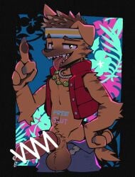 1boy 2026 4_fingers animal_genitalia balls big_penis censored cum dreamworks english_text erection forgotten_island furry furry_only looking_at_viewer male male_only necklace oouyuki_benten penis raww_(forgotten_island) scribble_censor solo text text_on_belly text_on_body tongue_out weredog
