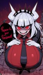 1girls 3:4 ai ai-created ai_art ai_assisted ai_female ai_generated angry artist_logo artist_name artist_request artist_signature artist_upload artist_website black_crown black_jacket black_pants black_shoes blunt_bangs collared_shirt contrapposto crown curled_horns demon demon_girl demon_horns demon_humanoid demon_tail digital_art digital_drawing digital_drawing_(artwork) digital_media digital_media_(artwork) digital_painting digital_painting_(artwork) entrophex123 female_focus focus focus_on_female focus_on_human gloves glowing_eyes helltaker high_heels high_quality high_resolution highres long_hair long_sidelocks lucifer_(helltaker) necktie_between_breasts patreon patreon_artist patreon_link patreon_logo patreon_reward patreon_url patreon_username red_eyes red_shirt shaded_face silver_hair solo_female solo_focus solo_in_panel speaking spiked_crown suit watermark white_gloves white_horns