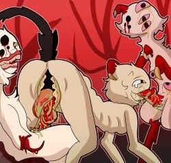 absurd_res arthropod bodily_fluids claws drooling fellatio female fraid genital_mouth hi_res insect larva licking long_tongue maggot male mantis monster multi_eye oral penile pink_eyes rotting saliva sex shizameakanzatsu skinny spitroast tears teeth tongue vomit white_body worm