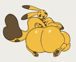 anthro ass bottomless breasts female game_freak huge_ass huge_butt nintendo nsfwoaf pikachu pokemon pokemon_(species) tagme tongue_out video_games wide_hips