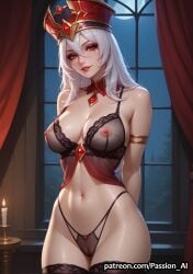 1girl ai_generated cameltoe erect_nipples female hands_behind_back nipples passion_ai pussy red_eyes sally_whitemane seductive seductive_look seductive_smile sexy sexy_female sheer sheer_clothing sheer_panties standing thong warcraft white_hair world_of_warcraft
