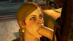 1boy 1girls 3d blonde_hair blowjob bomyman braided_ponytail cd_projekt_red eye_contact fellatio freckles geralt_of_rivia hands-free looking_at_partner looking_up oral pale-skinned_female pale-skinned_male pale_skin the_witcher the_witcher_(series) the_witcher_2 the_witcher_3:_wild_hunt yellow_eyes yoana