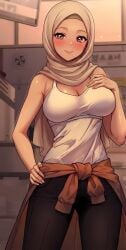 ai_generated cleavage female hijab hijabi tank_top