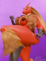 3:4 3d_(artwork) anthro areola areola_slip avian big_breasts blaziken blender_(artwork) breasts digital_media_(artwork) feet female generation_3_pokemon genitals hair hi_res hiddenmask18 long_hair muscular muscular_anthro muscular_female nintendo nude plantigrade pokemon pokemon_(species) pokemorph solo talons toes vulva
