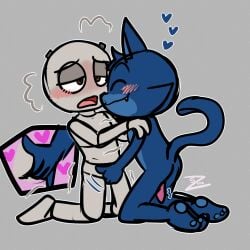 1:1 andromorph anthro blank_(fnac) domestic_cat erection eyes_closed fazbear_fanverse felid feline felis fingering five_nights_at_candy's five_nights_at_freddy's holding_shoulder humanoid intersex intersex/male kneeling male mammal moan narrowed_eyes nude old_candy_(fnac) scottgames smile smiling_at_another smiling_at_partner vaginal vaginal_fingering zurzure