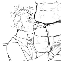 face_fucking fat_female female male monochrome pyro_(team_fortress_2) spy_(team_fortress_2) strap-on strapon sucking_strap-on team_fortress_2
