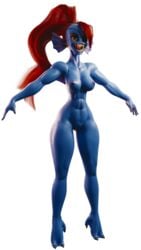 3d alpha_channel blender blue_skin breasts female female_only t-pose transparent_background undertale undyne undyne_(wo262) wo262