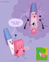 accidental_erection ahe_gao ahegao anal battle_for_dream_island bfdi blush boner canonical_scene cute eraser_(bfdi) erection fantasizing gay imagining object_shows pen_(bfdi) penis_size_difference reference screenshot sex tears thinking thought_bubble unwanted_erection yaoi