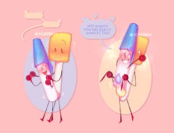 anal battle_for_dream_island bfdi blush compliment cute gay heart-shaped_pupils object_shows pen_(bfdi) penis precum rubber_spatula_(bfdi) yaoi