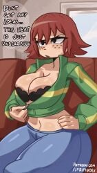 animated ass background big_ass big_breasts black_eyes bra breasts clothed clothing couch dialogue freckles gif hot hot_weather ifritindex jeans kim_pine large_ass large_breasts pov pulling red_hair redhead revealing_clothes scott_pilgrim showing_off sitting sitting_on_chair summer sweat sweatdrop sweating sweaty talking_to_viewer thick_thighs thunder_thighs track_jacket unzipped unzipping watermark zipper zipper_down zipper_pull_tab