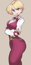 1girls big_ass big_breasts blue_eyes king_(snk) king_of_fighters light-skinned_female light_skin looking_at_viewer missandydandy pale-skinned_female pale_skin smiley_face smiling smiling_at_viewer thick_ass