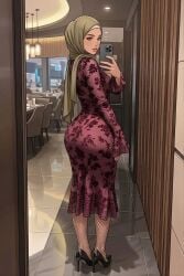 ai_generated female fishnet hijab hijabi selfie selfie_pose tanned tanned_female tanned_skin