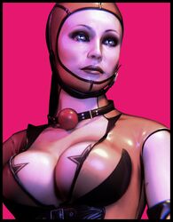 3d ball_gag dominatrix female female_only high_resolution highres hitman hitman_absolution huge_breasts large_breasts latex mrs._cooper pose solo subsurfaced tattoos