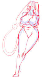 anthro big_breasts breasts closed_eyes female hair hybrid lagomorph mammal mouse nipples nude rabbit rodent sketch solo tepon vanessa_morrison