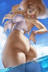 1girls big_ass blonde_female blonde_hair blue_eyes bubble_ass bubble_butt emma_frost emma_frost_(marvel_rivals) emma_frost_(white_wave_queen) light-skinned_female light_skin marvel marvel_rivals milf olchas thick_thighs thighs thong thong_leotard wet wet_body wide_hips x-men