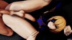 blonde_hair blue_eyes dainsleif_(genshin_impact) erect_penis erect_while_penetrated erection genshin_impact half-dressed hoyoverse looking_at_partner male/male male_only missionary missionary_position penetration penis penis_in_pussy tagme video