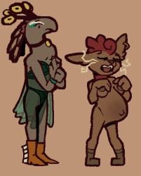 anthro avian beicoli_(laika_aged_through_blood) belly bird breasts camilla_(laika_aged_through_blood) clothed clothing ctrl-atl-replace7888 domestic_cat duo felid feline felis female flat_chested galliform laika_aged_through_blood lingerie mammal partially_clothed peafowl phasianid pregnant skinny_female third-party_edit